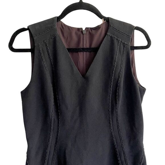 ELIE TAHARI Cotton Sleeveless Knee Length Midi Sheath Dress Black 6 - Picture 2 of 4